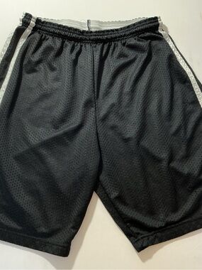 Men's Black Mesh Athletic Shorts with Contrast Side Stripe